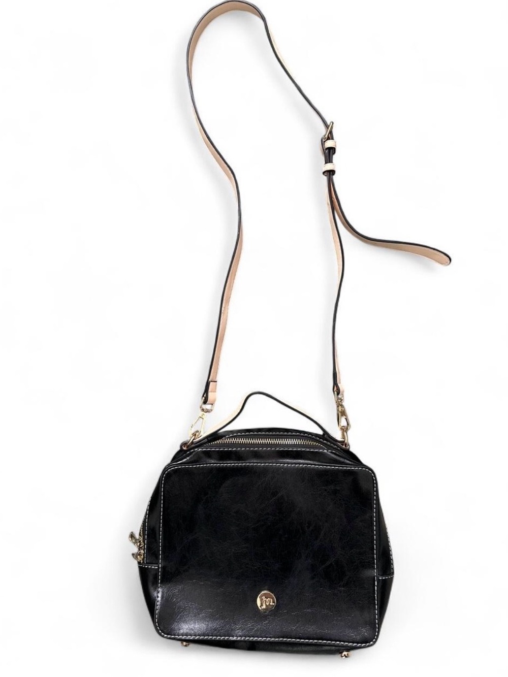 Compact Black Crossbody Bag with Top Handle